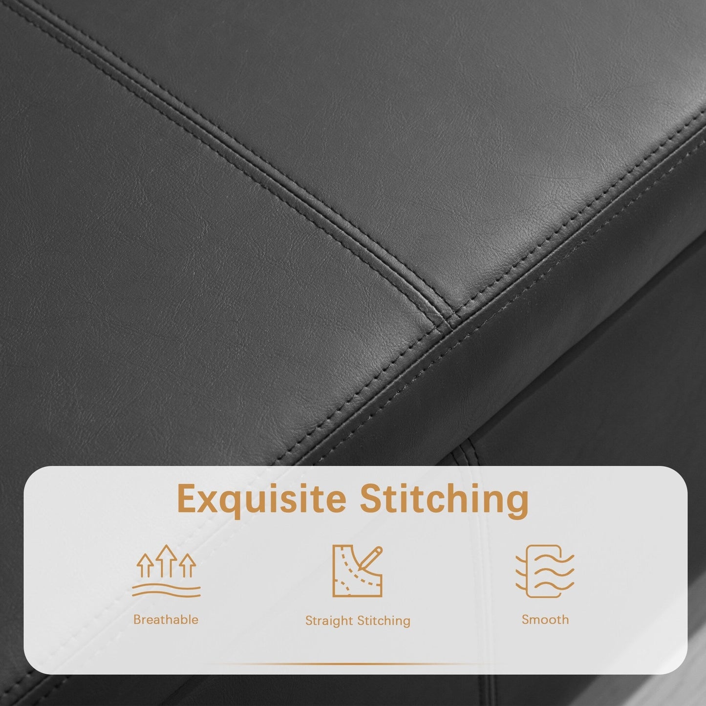 Pouf de rangement rectangulaire rembourré en similicuir (50,3 x 17,50 x 18 po)