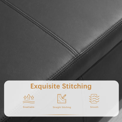 Pouf de rangement rectangulaire rembourré en similicuir (50,3 x 17,50 x 18 po)