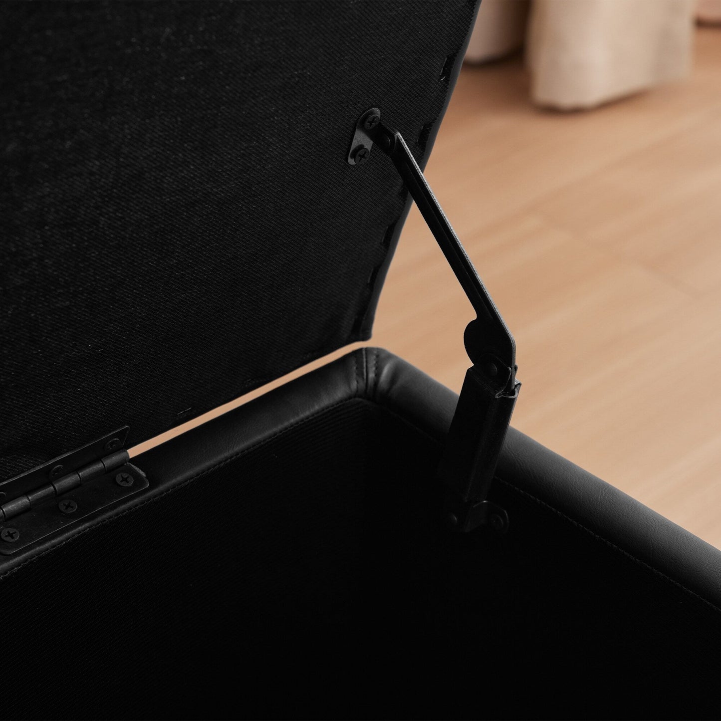 Pouf de rangement rectangulaire rembourré en similicuir (50,3 x 17,50 x 18 po)