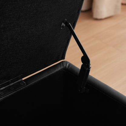 Pouf de rangement rectangulaire rembourré en similicuir (50,3 x 17,50 x 18 po)