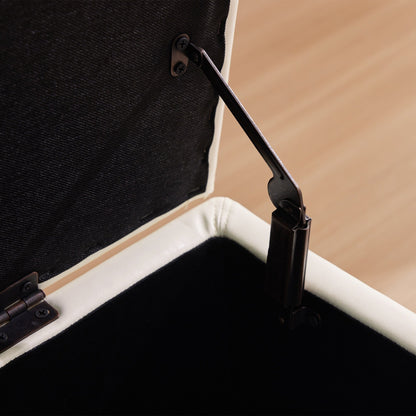 Pouf de rangement rectangulaire rembourré en similicuir (50,3 x 17,50 x 18 po)