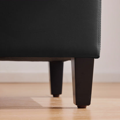 Pouf de rangement rectangulaire rembourré en similicuir (50,3 x 17,50 x 18 po)