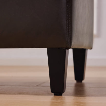 Pouf de rangement rectangulaire rembourré en similicuir (50,3 x 17,50 x 18 po)