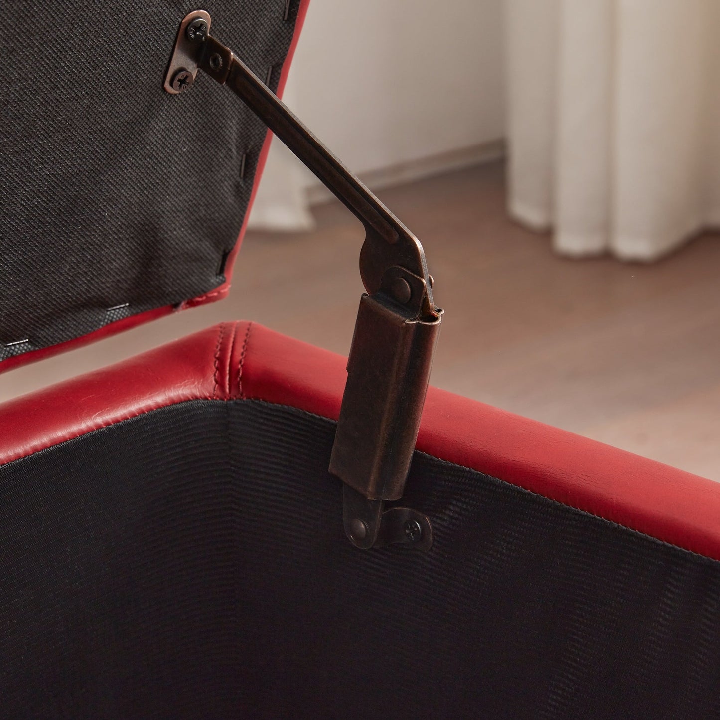 Pouf de rangement rectangulaire rembourré en similicuir (50,3 x 17,50 x 18 po)