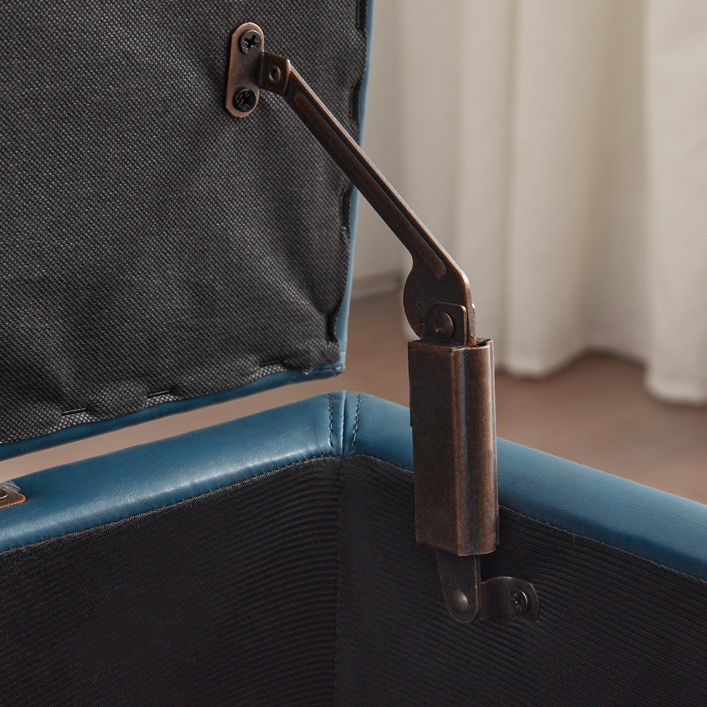 Pouf de rangement rectangulaire rembourré en similicuir (50,3 x 17,50 x 18 po)