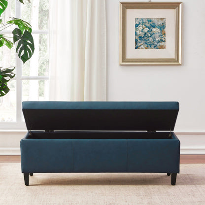 Pouf de rangement rectangulaire rembourré en similicuir (50,3 x 17,50 x 18 po)