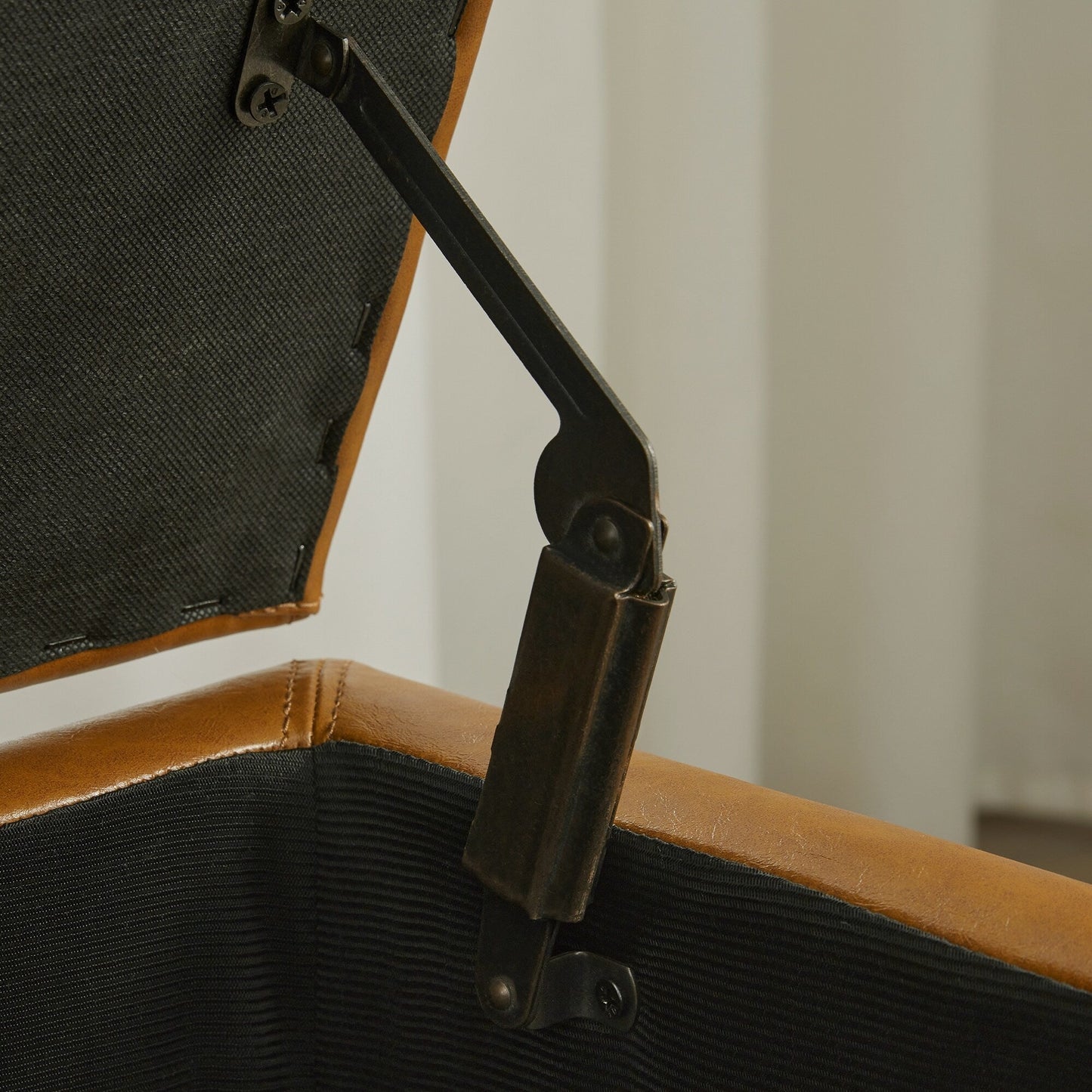 Pouf de rangement rectangulaire rembourré en similicuir (50,3 x 17,50 x 18 po)