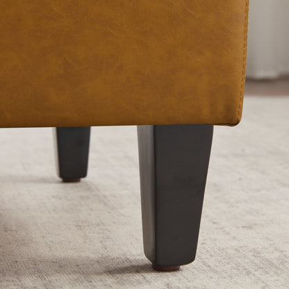 Pouf de rangement rectangulaire rembourré en similicuir (50,3 x 17,50 x 18 po)