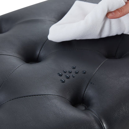 Banc à chaussures d'entrée, banc de rangement en tissu et bois massif, banc rembourré de 43 pouces pour salon et chambres