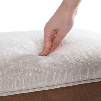 Banc d'entrée rembourré en tissu, banc de chambre pour bout de lit, beige, bois massif, 44 pouces