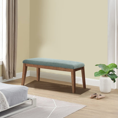 Banc d'entrée rembourré en tissu, banc de chambre pour bout de lit, beige, bois massif, 44 pouces