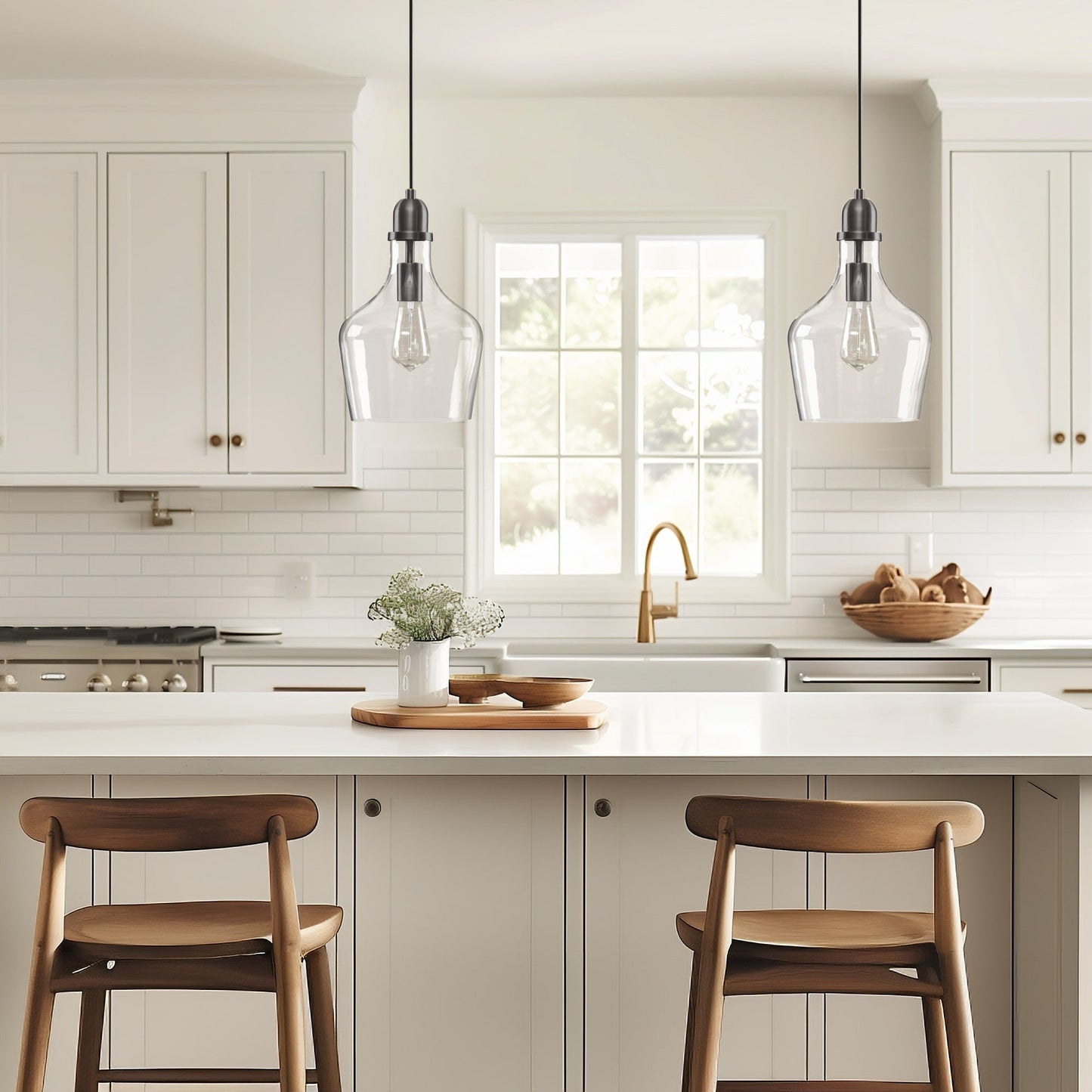 Suspension en verre en forme de cloche auburn INK+IVY