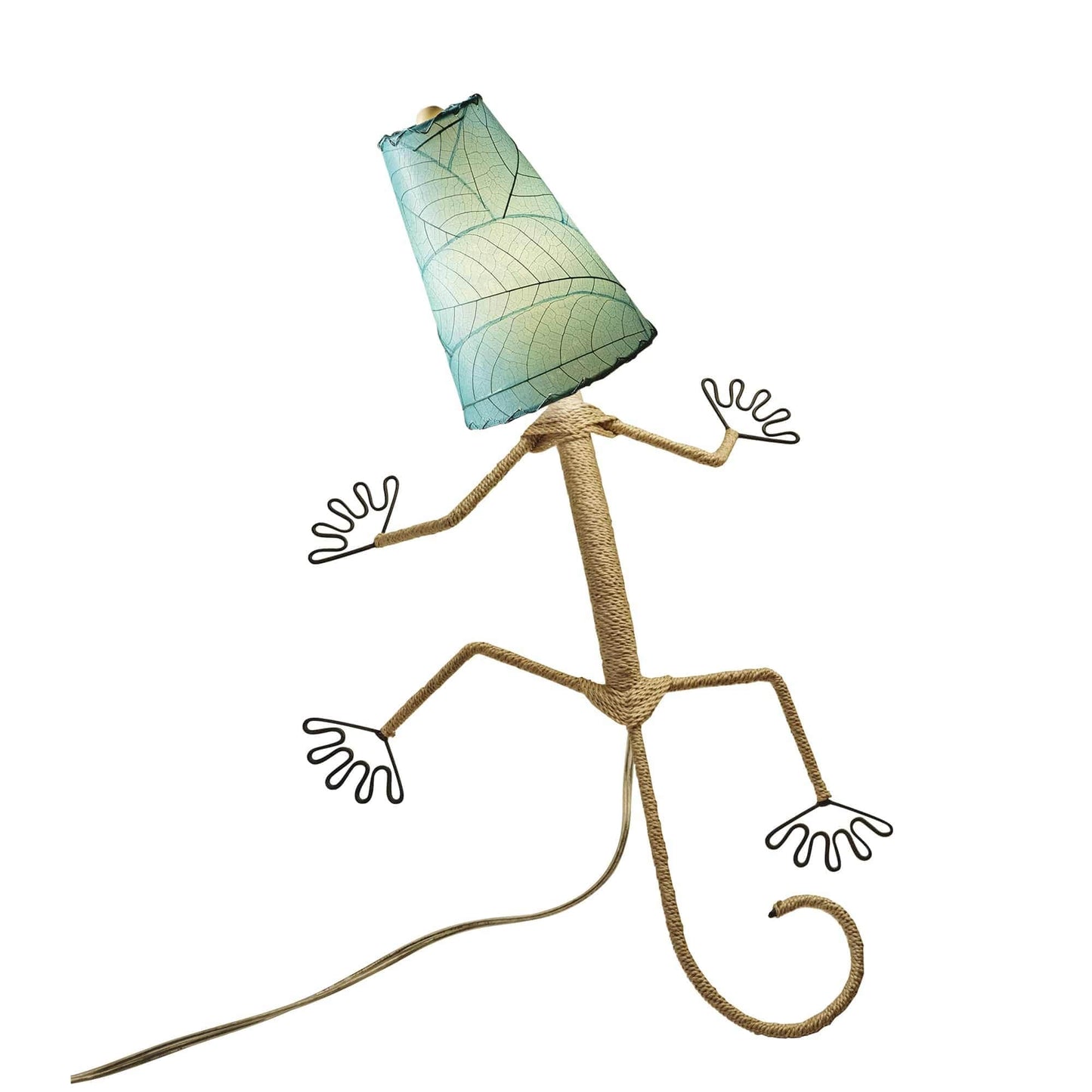 Applique murale Gecko faite main Eangee, abat-jour feuilles de cacao, 40 x 18 x 61 cm