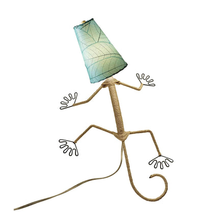 Applique murale Gecko faite main Eangee, abat-jour feuilles de cacao, 40 x 18 x 61 cm