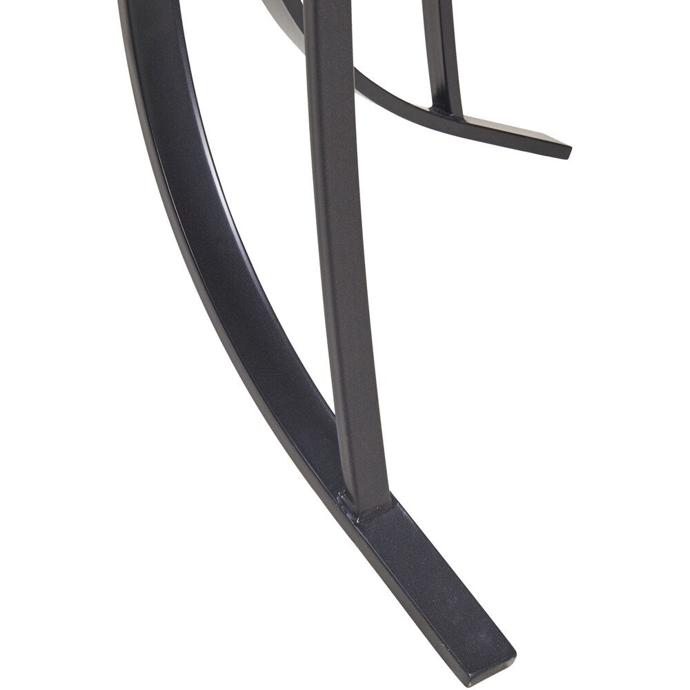 Ensemble de salle à manger Hanover Lavallette 5 pièces bleu océan avec 4 chaises fixes, une table ronde en verre de 132 cm, un parasol et un socle.