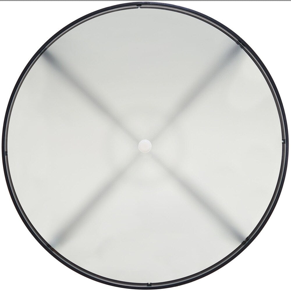 Ensemble de salle à manger Hanover Lavallette 5 pièces bleu océan avec 4 chaises fixes, une table ronde en verre de 132 cm, un parasol et un socle.