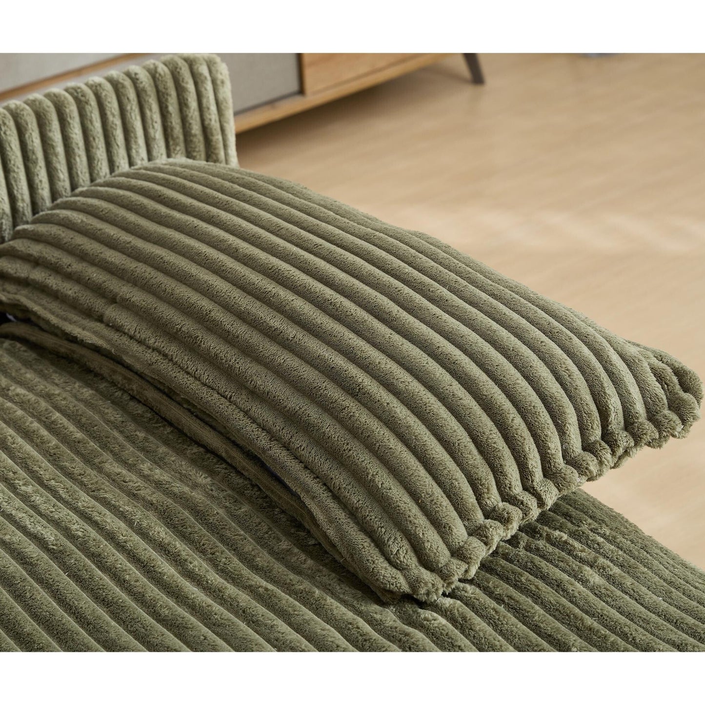 Canapé-lit Harmonia 109 W surdimensionné en velours côtelé, siège profond, double méridienne avec 4 oreillers