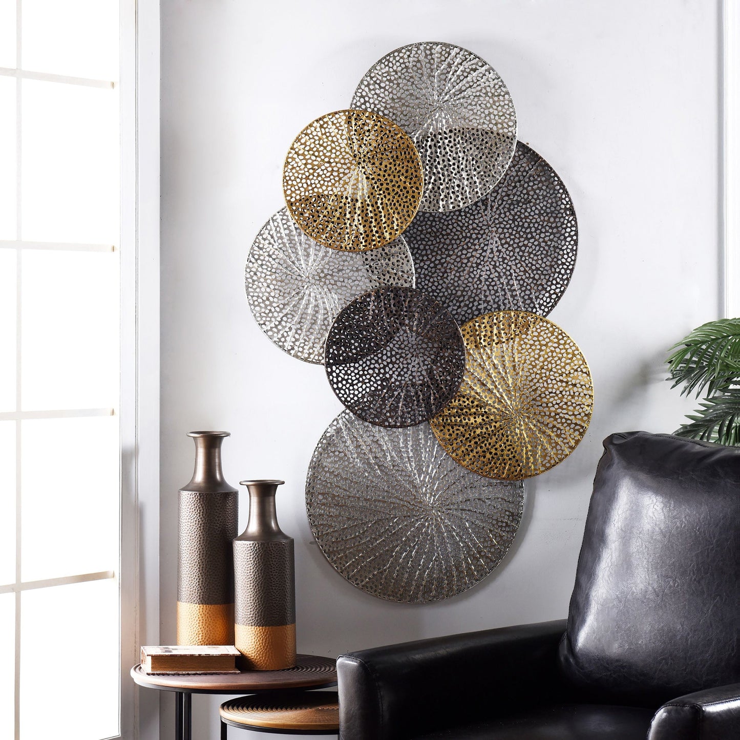 Harpe et fleuron Sahara, décoration murale en métal multicolore