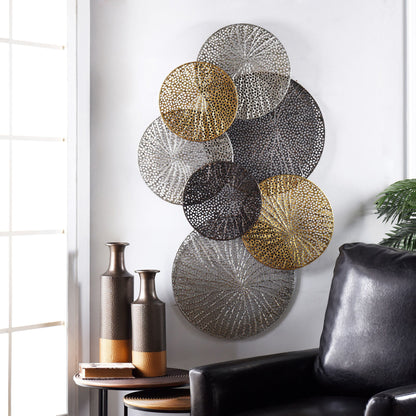 Harpe et fleuron Sahara, décoration murale en métal multicolore