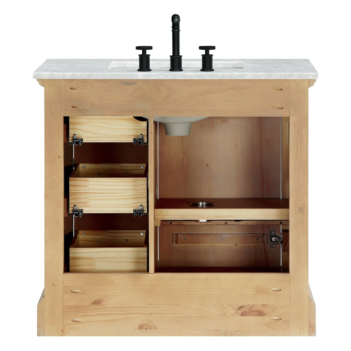 Meuble-lavabo Hervas avec plateau en marbre naturel sans miroir