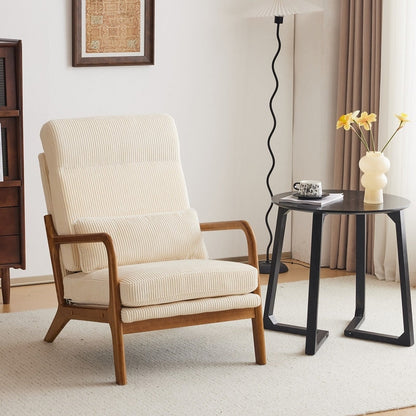 Chaise de loisirs à dossier haut en bois massif avec accoudoirs et dossier, chaise d'appoint