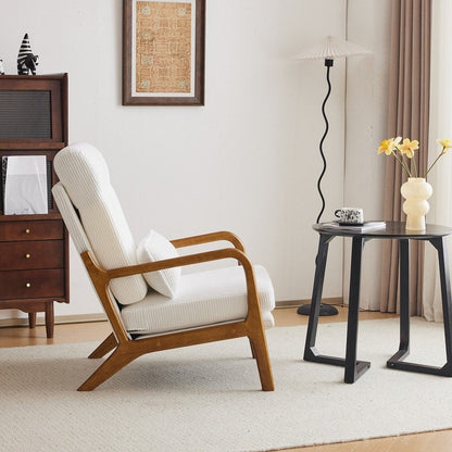 Chaise de loisirs à dossier haut en bois massif avec accoudoirs et dossier, chaise d'appoint