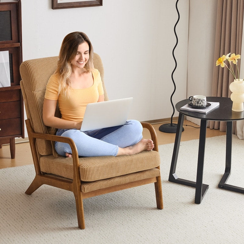 Chaise de loisirs à dossier haut en bois massif avec accoudoirs et dossier, chaise d'appoint