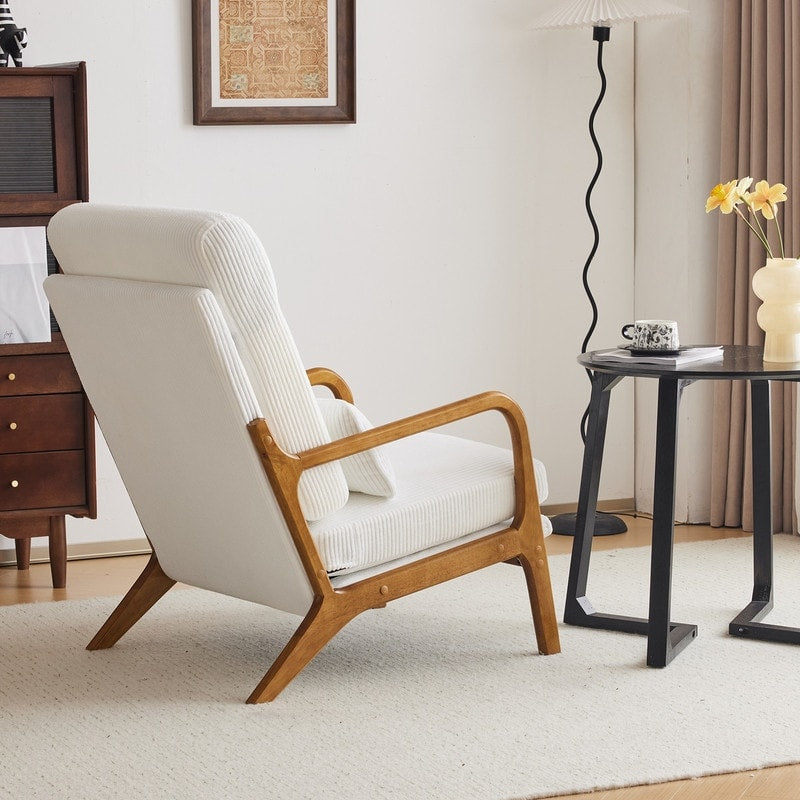 Chaise de loisirs à dossier haut en bois massif avec accoudoirs et dossier, chaise d'appoint