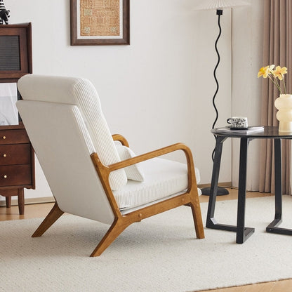 Chaise de loisirs à dossier haut en bois massif avec accoudoirs et dossier, chaise d'appoint