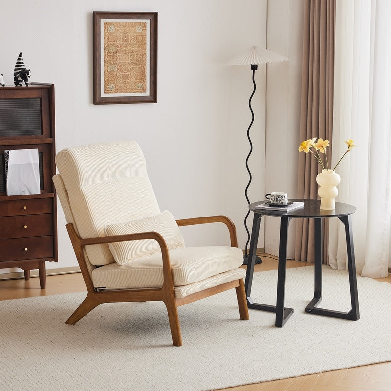 Chaise de loisirs à dossier haut en bois massif avec accoudoirs et dossier, chaise d'appoint