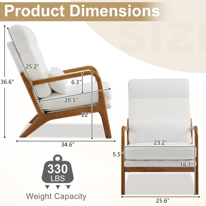 Chaise de loisirs à dossier haut en bois massif avec accoudoirs et dossier, chaise d'appoint