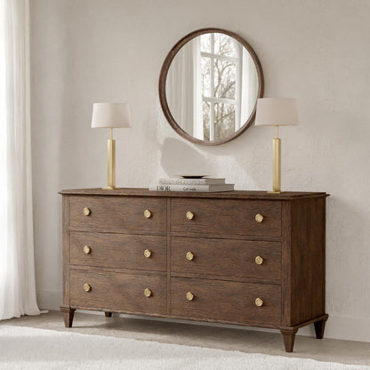 Miroir mural rond classique avec cadre en bois