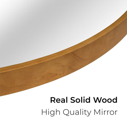 Miroir mural rond classique avec cadre en bois