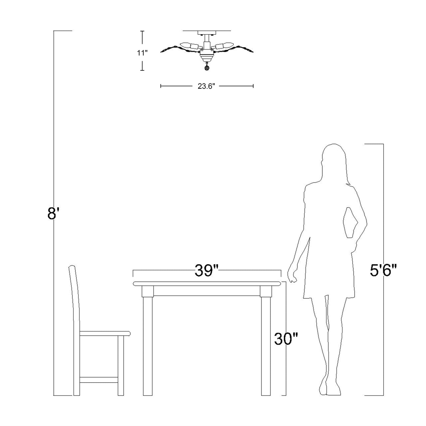 Plafonnier Holly à 4 lumières avec feuilles de cristal