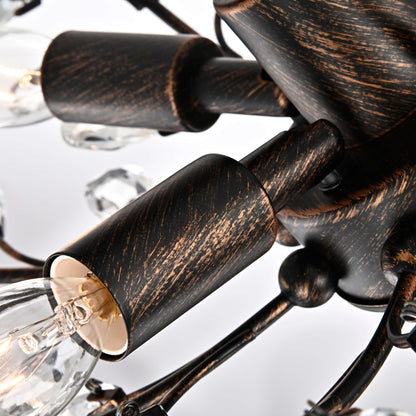 Plafonnier Holly à 4 lumières avec feuilles de cristal