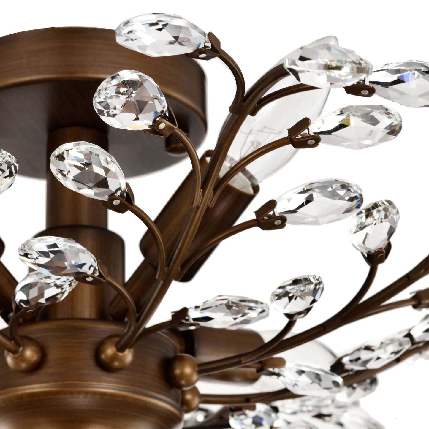 Plafonnier Holly à 4 lumières avec feuilles de cristal