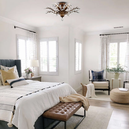 Plafonnier Holly à 4 lumières avec feuilles de cristal