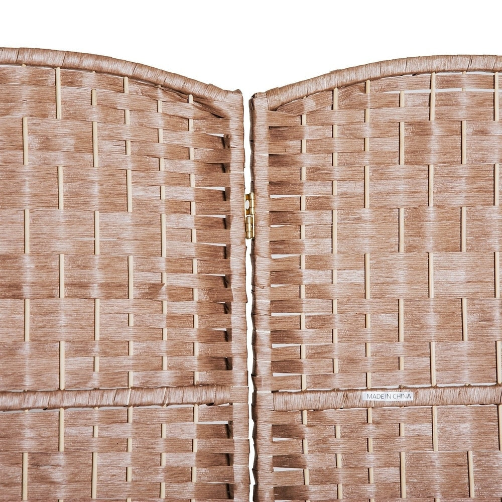 Paravent de séparation HomCom en osier tressé, six panneaux, 1,80 m de haut, bois blond naturel