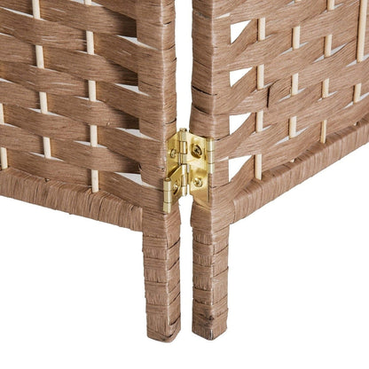 Paravent de séparation HomCom en osier tressé, six panneaux, 1,80 m de haut, bois blond naturel