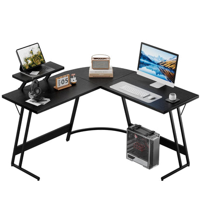 Bureau de jeu en L Homall, bureau d'angle pour ordinateur, bureau d'écriture