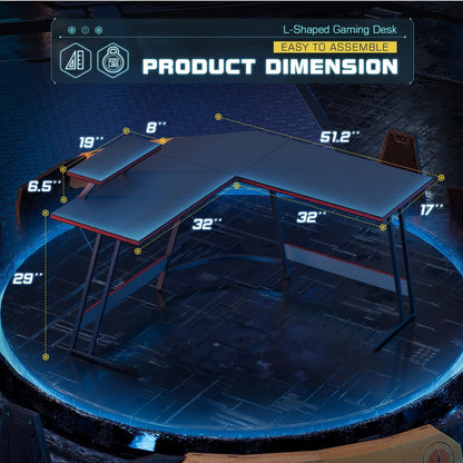 Bureau de jeu en L Homall, bureau d'angle pour ordinateur, bureau d'écriture