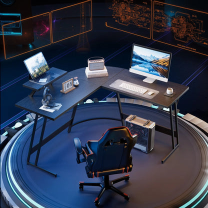 Bureau de jeu en L Homall, bureau d'angle pour ordinateur, bureau d'écriture