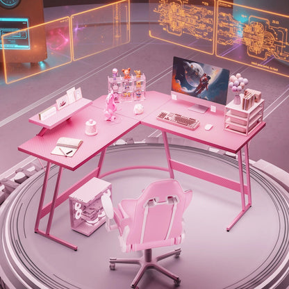 Bureau de jeu en L Homall, bureau d'angle pour ordinateur, bureau d'écriture