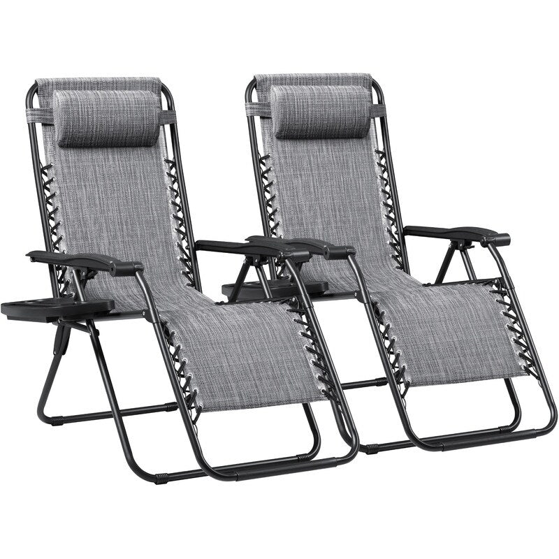 Lot de 2 chaises longues de jardin Homall Patio Zero Gravity avec coussins