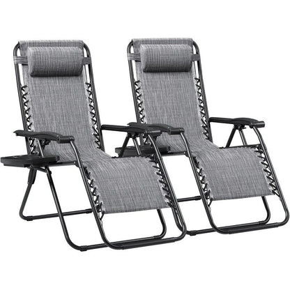 Lot de 2 chaises longues de jardin Homall Patio Zero Gravity avec coussins