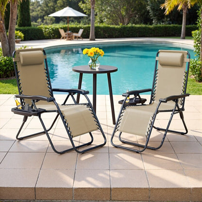 Lot de 2 chaises longues de jardin Homall Patio Zero Gravity avec coussins