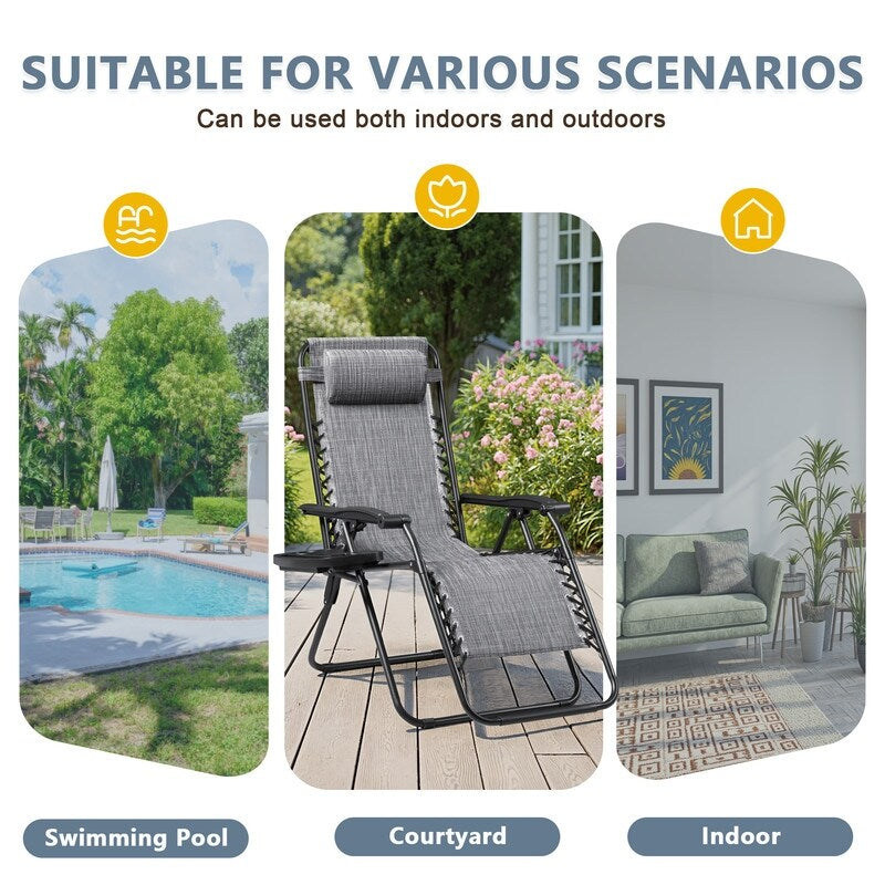 Lot de 2 chaises longues de jardin Homall Patio Zero Gravity avec coussins