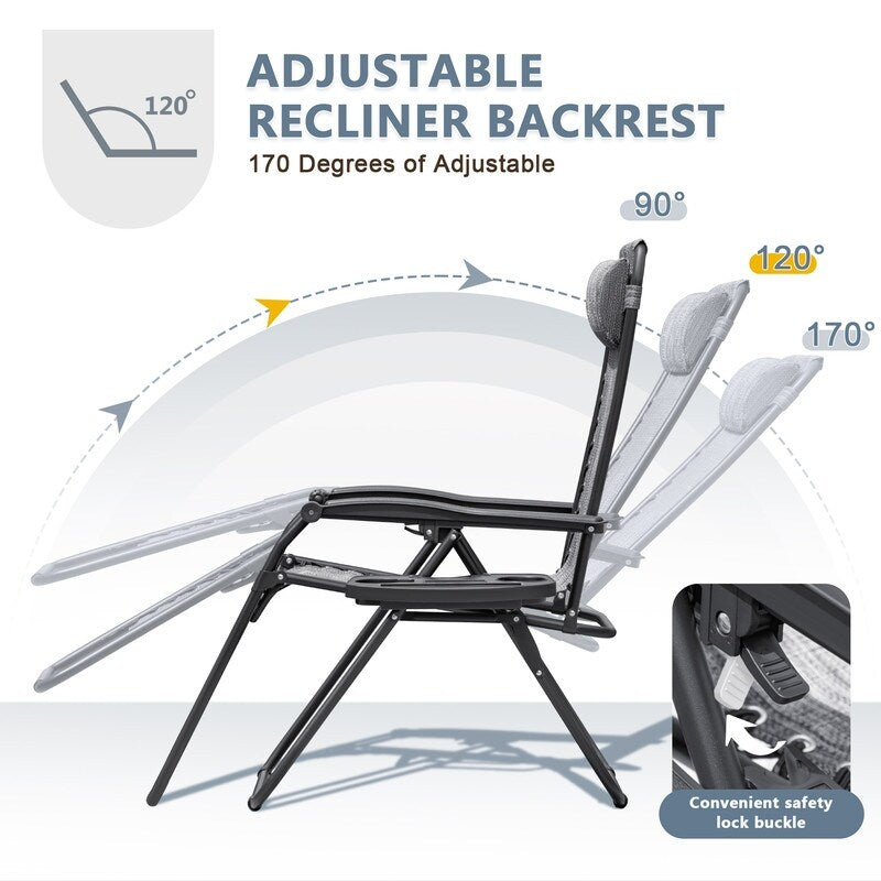 Lot de 2 chaises longues de jardin Homall Patio Zero Gravity avec coussins