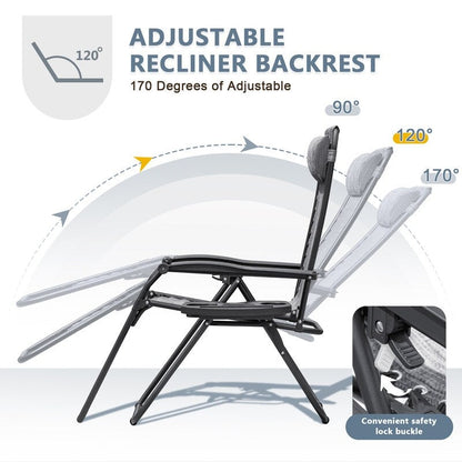 Lot de 2 chaises longues de jardin Homall Patio Zero Gravity avec coussins