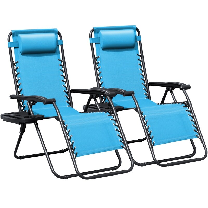 Lot de 2 chaises longues de jardin Homall Patio Zero Gravity avec coussins